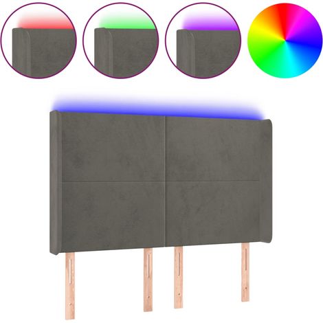 Maison Exclusive - Testiera a LED Grigio Scuro 147x16x118/128cm in Velluto