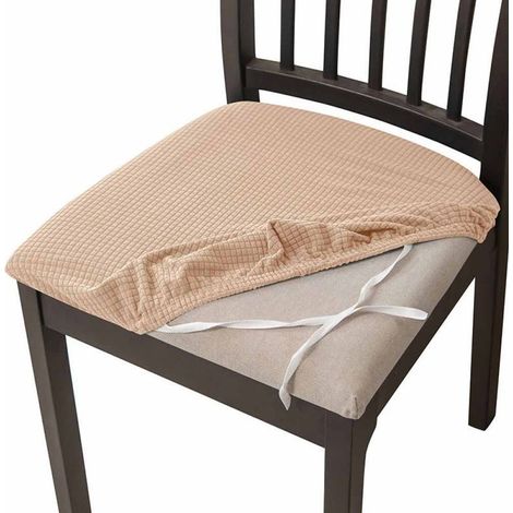 4-teiliges Stuhlhussen-Set, Esszimmerstuhlhussen in Universalgröße – Spandex-Bezüge, abnehmbare Stuhlhussen, sehr pflegeleicht und strapazierfähig, Beige (1/5)