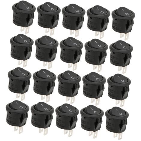 Lot de 20 Interrupteurs à Bascule en Matière Plastique, 2 Broches, 2 Positions, Diamètre 16 Mm, 3A250VAC 6A125VAC, Interrupteur pour Petits Appareils, élément de Commande (1/5)