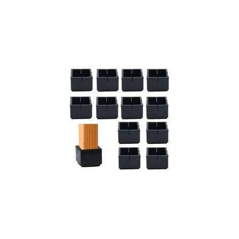 12 Stück quadratischer Stuhlbeinschutz 49–55 mm Tisch- und Stuhlbeinschutz PVC-Quadratkappen mit Filz schwarz quadratischer Stuhlbeinschutz für Stuhlbeine Tischbeine Sofabeine (1/5)