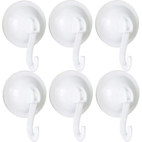 Lot de 6 cintres muraux réutilisables avec crochet à ventouse de 70 mm, imperméables et sans traces, adaptés pour manteaux, écharpes, serviettes, sacs, salle de bain, cuisine, clés de bur (1/5)