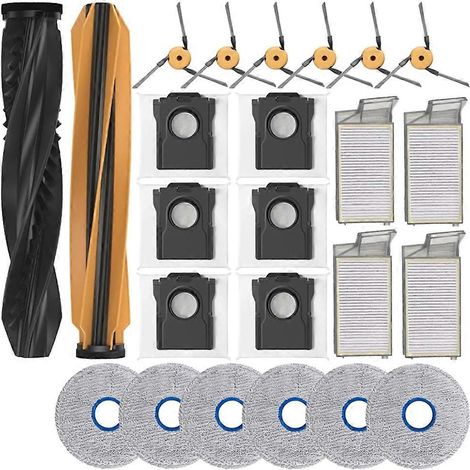 Pièces détachées compatibles avec le X60 Max Ultra : brosse principale, brosse latérale, filtre HEPA, serpillière, sac à poussière, accessoires pour aspirateur robot (kit de 24 pièces) (1/5)