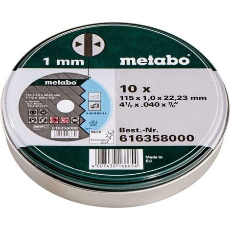 Set de disques à tronçonner en inox Metabo 616358000 Diamètre 115 mm 10 pc(s) (1/2)