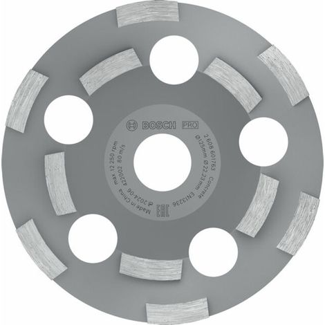 Bosch – Disque diamant pour meuleuse 125 mm – Diamètre alésage 22,23 mm – Balourd 50 g/mm – Pour béton et chapes – 2608602553 (1/5)