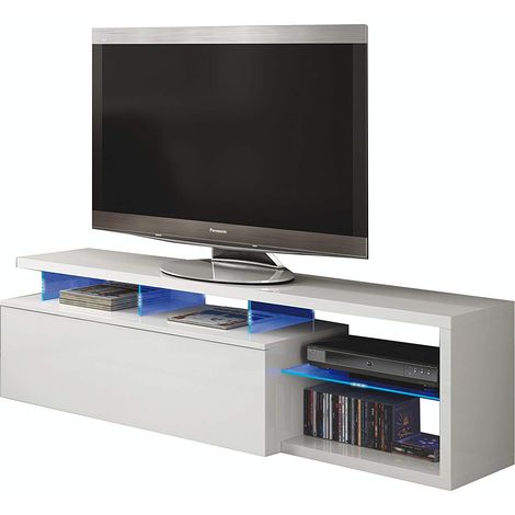 Mobile Mobiletto TV Fireflies da Soggiorno Sala da Pranzo Studio Moderno Design Illuminazione LED 150 x 43 x 41 cm Bianco