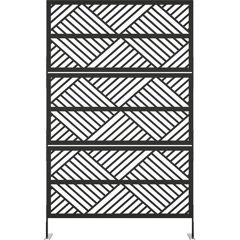 Paravento da esterno in Metallo con motivo geometrico traforato L117 x H190 cm Nero - MONDRILI (1/2)