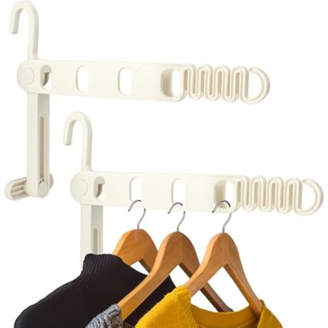 Lot de 2 séchoirs de voyage pliables pour linge avec 5 trous, crochet rotatif à 360°, séchoir portable pour vêtements, séchoir pour voyage, hôtel, appartement, camping (1/5)
