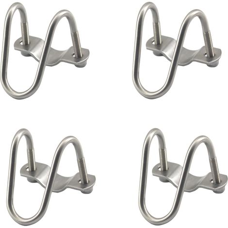 JSSEVN-U-förmige Rohrschellen, 4er-Set M8 x 20 x 25 Edelstahlschellen in Silber für U-förmige Doppelrohre