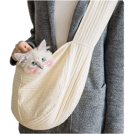 1 Sac de Transport pour Chien Chat, Coton et Polyester, Ouverture Supérieure, Ceinture Sécurité Intérieure, Poches Rangement, Voyage et Extérieur (1/5)