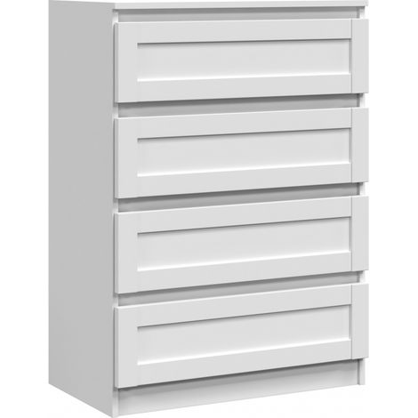CDF Kommode Malwa M4 Farbe: Weiss Glanz Schrank für Dokumente, Kleinigkeiten Ideal für Wohnzimmer, Schlafzimmer, Kinderzimmer, Jugendzimmer und Büro 4 geräumige Schubladen (1/5)
