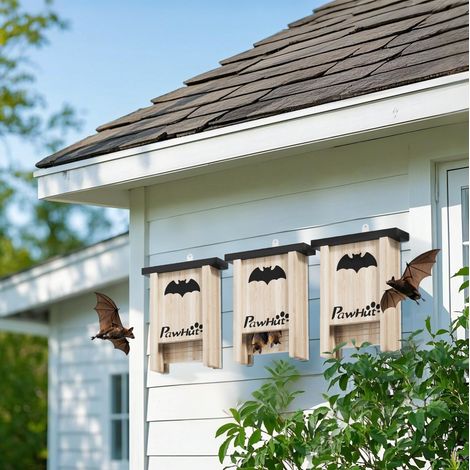 Abri à chauves-souris 18x6x22,5 cm en bois naturel, gain de place pour jardin FloraGrace (1/5)