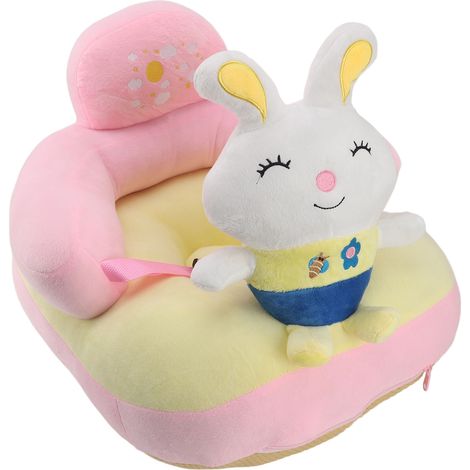 Canapé-lit bébé avec support anti-basculement, lumineux et doux, en peluche, idéal pour apprendre à s'asseoir en intérieur (style lapin). (1/5)