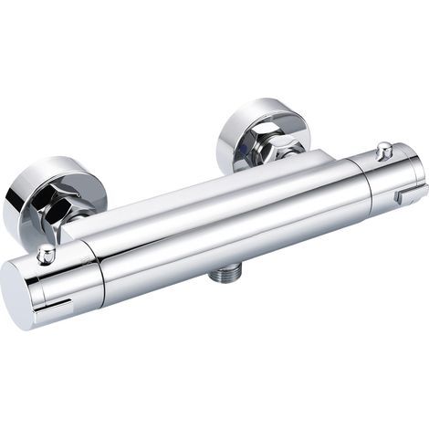 Mitigeur thermostatique de douche chromé mural en laiton massif – Bouton de sécurité 38°C – Entraxe 150mm – DBWF01GR (1/5)