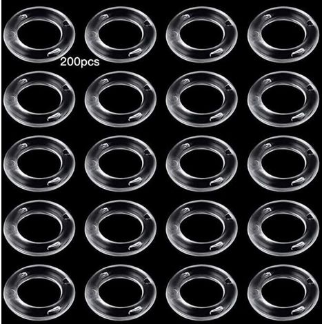 Anelli per tende a pacchetto in plastica trasparente – Confezione da 200 pezzi, diametro esterno 13 mm, forma a O