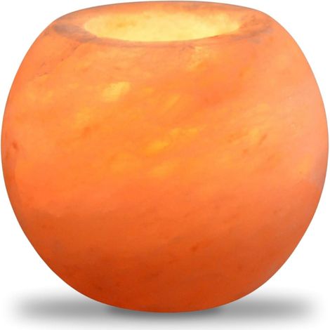 Bougeoir sel Himalaya sphère 900 g naturel sculpté main forme arrondie (1/4)