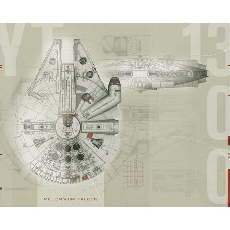 Papier peint panoramique encollé Star Wars Faucon Millennium - 228,60 cm x 182,88 cm (1/3)
