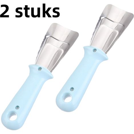 1 cuillère à glace en acier inoxydable, pour bac à glaçons du réfrigérateur, facile à nettoyer, bleu (1/5)