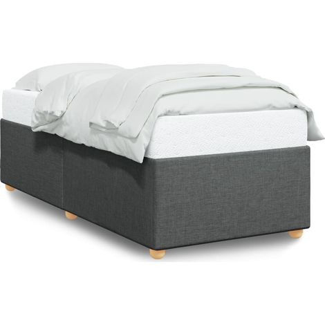 Lit simple,Lit adulte,Cadre de lit sans matelas gris foncé 90x190 cm tissu CFW3361550 (1/5)