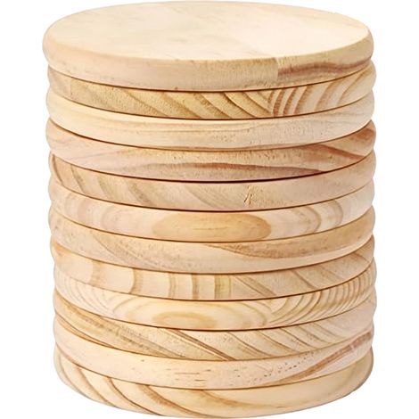 Dessous De Verre Bois - 7 cm x 7 cm x 6 mm - Brut Pour Peinture Pyrogravure Decoration Maison - Lot De 20 (1/5)