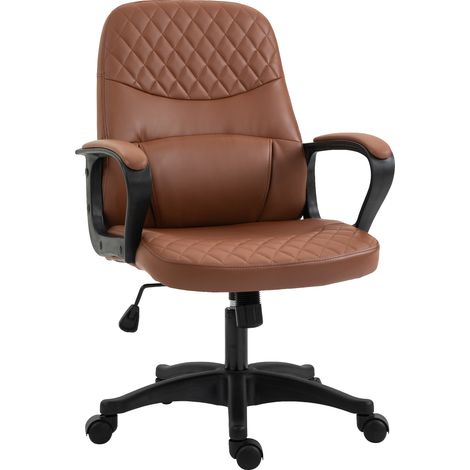 easycomfort sedia da ufficio a dondolo con 2 punti massaggianti e porta usb, poltrona da ufficio in finta pelle marrone con altezza regolabile, 59x63x92-101cm (1/5)