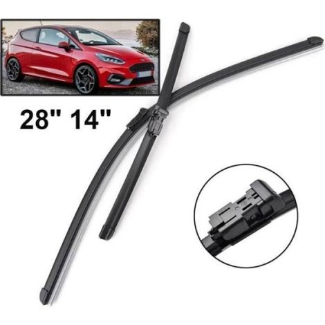 Lot de 2 Balais d'essuie-glace avant pour Ford Fiesta 7 2018 2019 2020 2021 2022 2023 NOIR