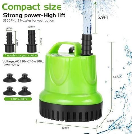 Umweltfreundliche 25-W-Tauchpumpe, 1200 l/h, hohe Förderleistung, Trockenlaufschutz, extrem leiser Betrieb, ideal für Aquarienbrunnen und Fischbecken (1/5)
