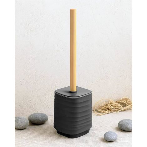 Portascopino in plastica ABS e bamboo grigio Alabama (1/2)