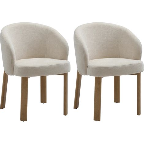 Lot de 2 chaises en tissu texturé et métal effet bois - Beige et naturel - KIZEMA (1/5)