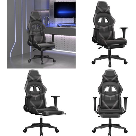 Gaming-Stuhl mit Massage & Fußstütze Schwarz & Grau Kunstleder - Gaming Stuhl - Gamer Chair - Bürostühl - Schreibtischstuhl - Ergonomischer Stuhl - Home & Living (1/5)