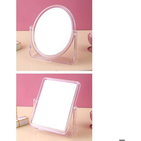 Miroir De Maquillage Double Face - 1x Vue Normale 1x Vue Agrandie - Pour Coiffeuse Ou Bureau - Lot De 2 (1/4)