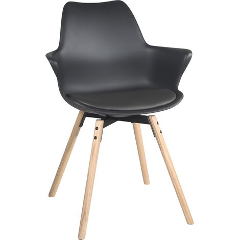 Moti Lot de 2 chaises de cuisine scandinaves avec pieds en bois et coussin intégré (blanc) (1/5)