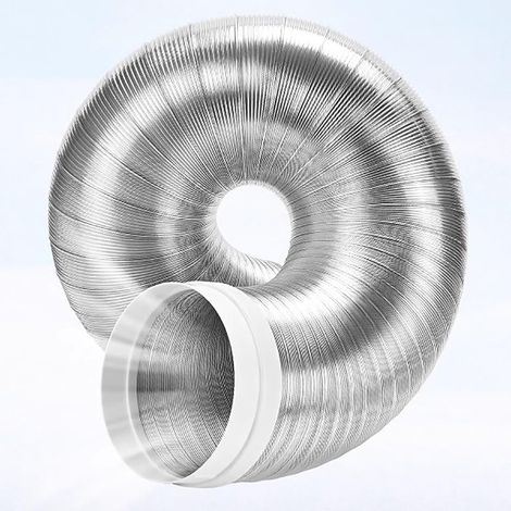 Aluminium(1.5 m(5ft),D 150mm Gaine Vmc Conduit D'évacuation D'air Extérieur pour Ventilateur D'extraction de Salle de Bain avec Tube D'extension, Tuyau Flexible D'évacuation D'air de Sécheuse Robuste (1/5)
