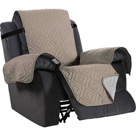 Housse De Fauteuil Relax,WOVTE Réversible Housse De Chaise Inclinable Matelassé Housses De Canapé / 53CM - Kaki (1/3)