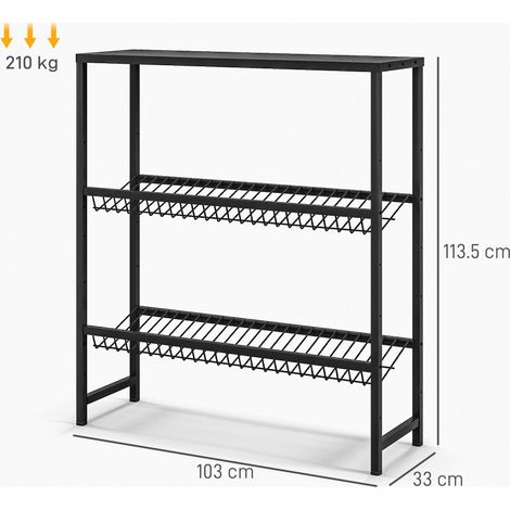 Étagère de rangement réglable en hauteur, en métal robuste, design compact, capacité de charge de 210 kg, noire (1/5)