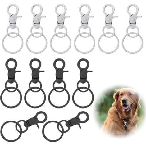 12 Pièces Mousqueton Pivotant Avec Porte Clé-Clips De Sécurité Robustes Et Rotatifs À 360°Pour Laisses Clés Et Plus Encore Petit Mousqueton Mousqueton (1/4)