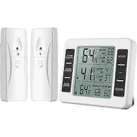 Thermomètre pour réfrigérateur/congélateur, thermomètre sans fil pour réfrigérateur avec 2 capteurs (1/4)