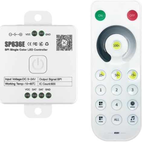 IJSDNVJNDX AND-SP636E SPI DC5-24v Monochrome Controller avec Support de Télécommande à Distance 2,4G Touch Remote Control (1/5)