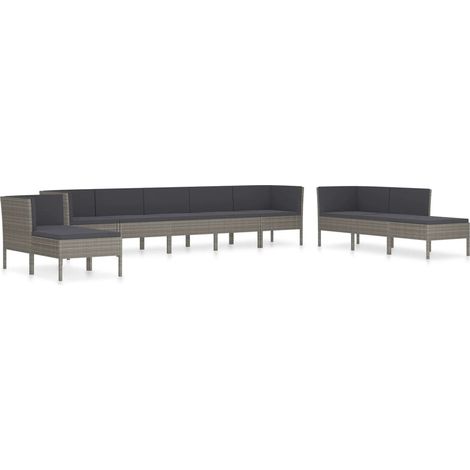 Maison Exclusive - 10-tlg. Garten-Lounge-Set mit Auflagen Poly Ra