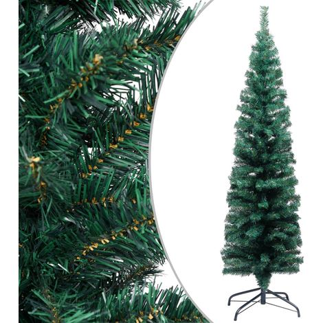 Sapin de Noël artificiel Arbre de Noël Décoration de Fête de Noël mince avec support Vert 150 cm PVC ETJTE772384 (1/5)