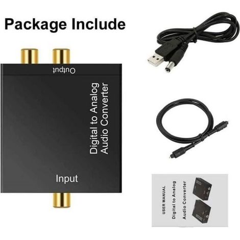Audio Convertisseur Numérique vers Analogique 192Khz DAC, Digital SPDIF Optique Coaxial vers Analogique Stéréo Aux RECEPTEUR AUDIO
