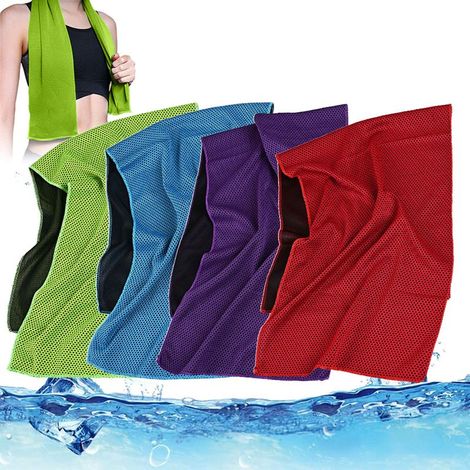 Kühlhandtuch – 30 x 100 cm – Hochdichte Mikrofaser – Für Fitness, Yoga, Wandern, Camping, Golf – 4er-Set mit wasserdichter Tasche (1/5)
