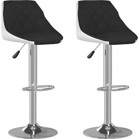 Maison Exclusive - Tabourets de bar lot de 2 noir et blanc similicuir (1/5)