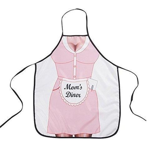 Tablier De Cuisine - Imprimé Humoristique Mom S Diner - Taille Unique - 100 % Polyester - 1 Pièce