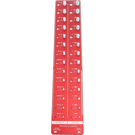 Hochpräzise Gewindeprüflehre aus Kohlenstoffstahl 10B21 zur Identifizierung von Schrauben und Muttern, rot, 55 x 11 cm (1/5)