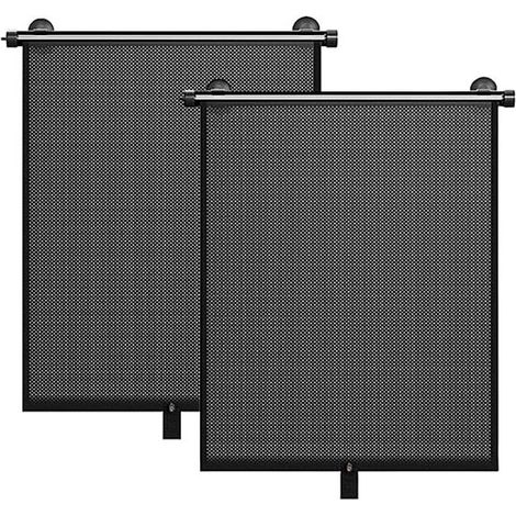 Parasol para ventanas de coche, parasol extensible, bloquea los rayos UV, apto para bebés, persiana enrollable, juego de 2, negro, S: 40 x 43 cm (1/5)