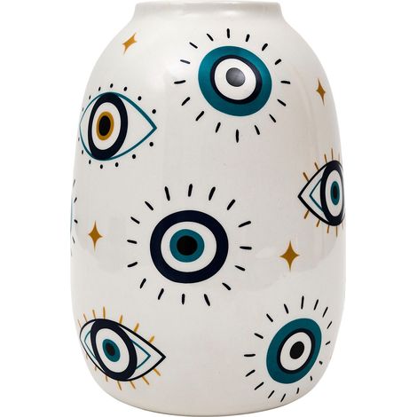 Vase - HOME DECO FACTORY - Louxor - Décoratif - Graphique - Bleu et Blanc (1/3)
