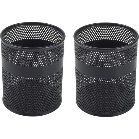 Bardusch-Lot de 2 Métal Pot à Crayon Porte Stylo Organisateur de Bureau Range Bureau Rangement Bureau,Noir (1/5)