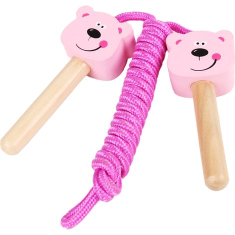 Corde à Sauter Enfant - Coton Tressé Réglable - Poignée en Bois Sculptée Animaux - Pour Enfants À Partir de 5 Ans - 1 Pièce (1/5)