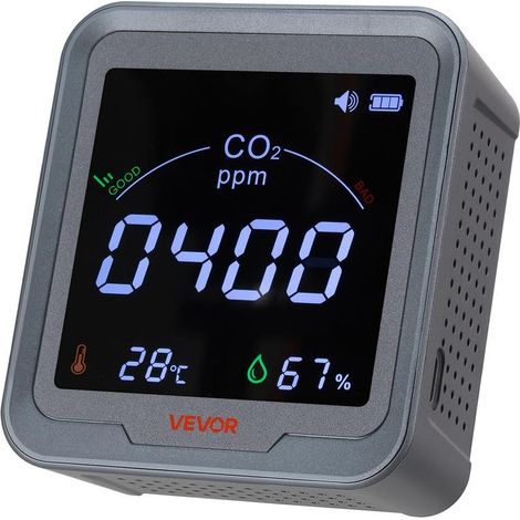 Pour chambre, maison, bureau ou voiture, surveillance de l'air avec détecteur CO2 portable et câble capteur 4,5 m (1/5)
