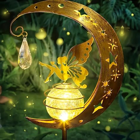 Lampe féérique lunaire d'extérieur à énergie solaire IP65, lampe statue de jardin lunaire, lampe décorative LED (1/5)